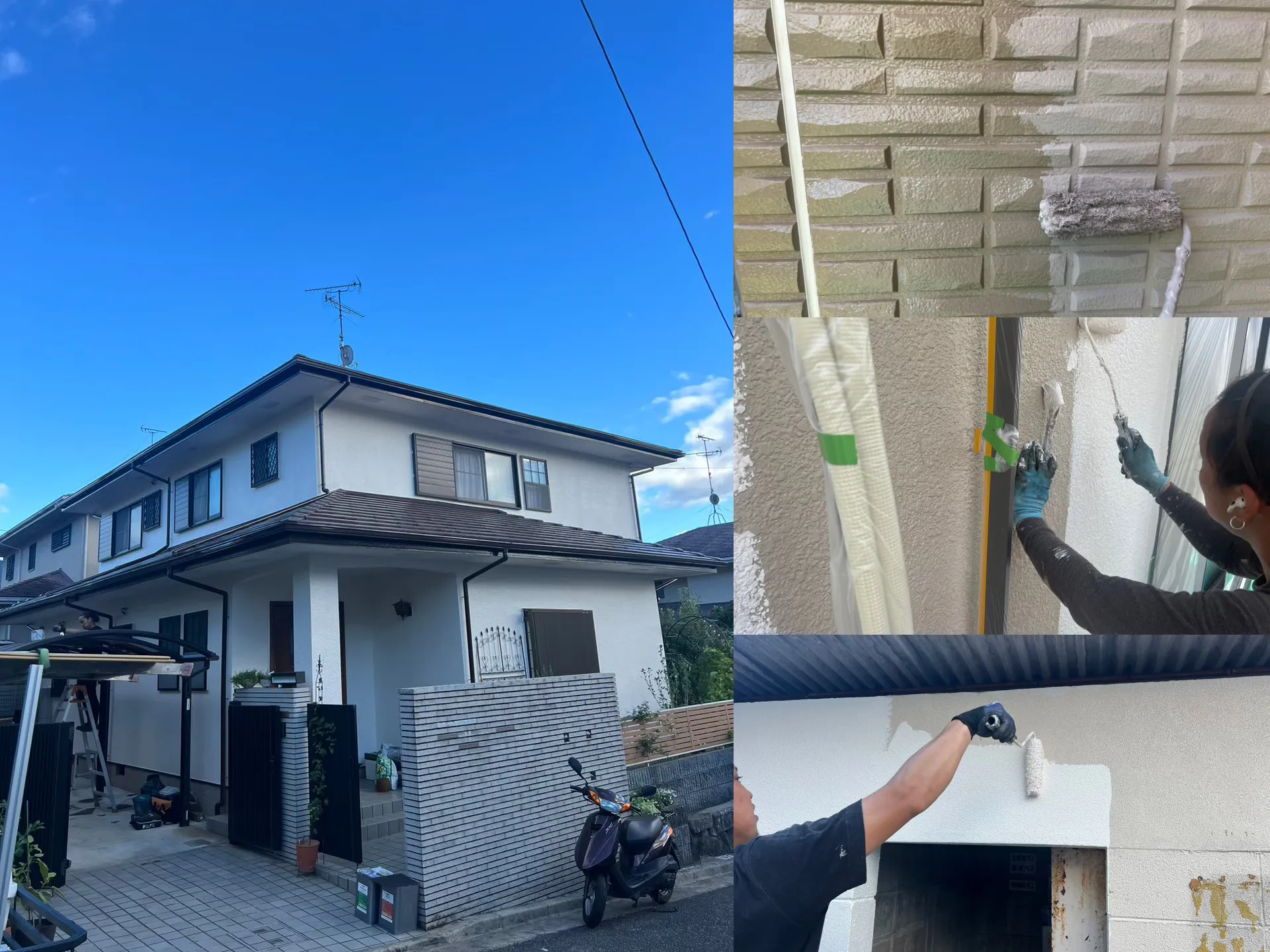 外壁塗装施工の様子